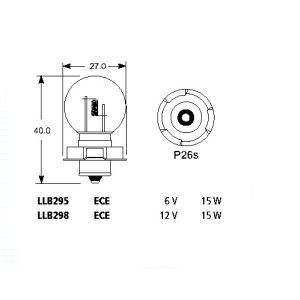 Žarnica P26S 12V/15W z nastavkom