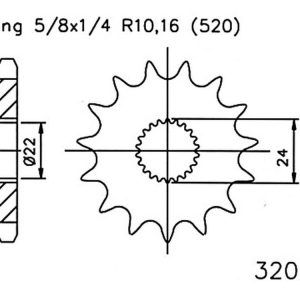 Zobnik sprednji- ESJOT 16zob- Aprilia RS 125 (98 - 11)