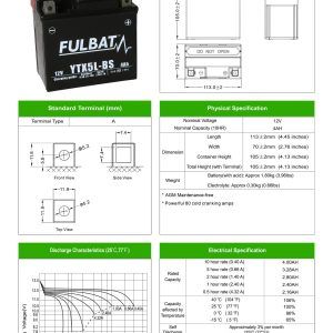 Akumultor Fulbat YTX5L-BS MF brez vzdrževanja