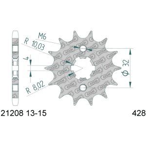 Prednji verižnik AFAM 13 zob 428 -Yamaha Motor 125 LC YI-3 Beta, HM, MH, Rieju, Yamaha