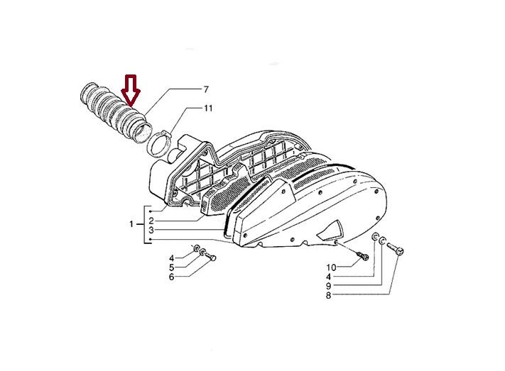 Sesalna cev OEM za Gilera Runner, Piaggio Skipper, SKR, TPH 125, 150, 180 2T