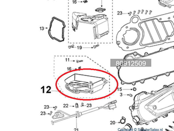 Plastika -hladilna -pod cilindrom -Peugeot Kisbee 4T EFI - original