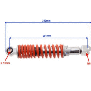 Amortizer WM – 280 mm nastavljiv – krom/rdeč – Keeway / CPI / Generic