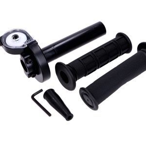 Hitra ročica plina  z gumijastimi ročkami aluminij črn – 22 mm univerzalna