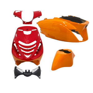 Komplet plastik DMP SP EVO-1 Malossi oranžno-rdeč 5-delni – Piaggio Zip 2000