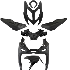 Komplet plastik TNT 7-delni mat črn – Yamaha Aerox / MBK Nitro 2013–2017
